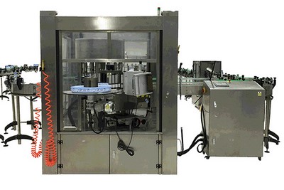 Máquina etiquetadora con pegamento termofusible